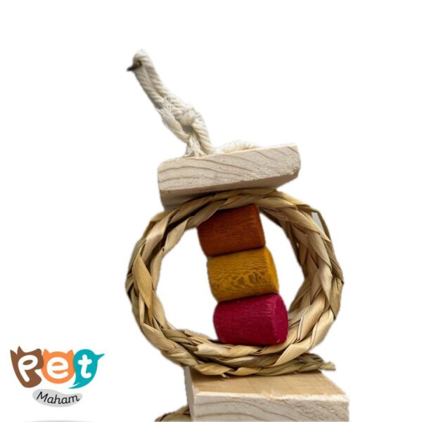 اسباب بازی پرنده مدل چوبی حصیری با رنگ خوراکی 1171 - تصویر 9