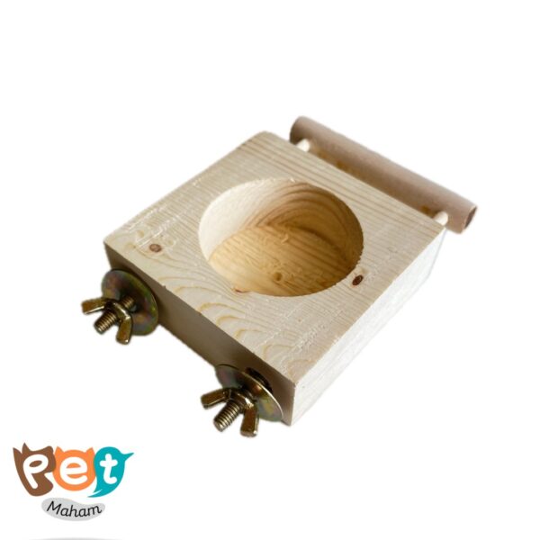 ظرف غذا پرنده مدل دانخوری تک حفره چوبی 1266 - تصویر 6