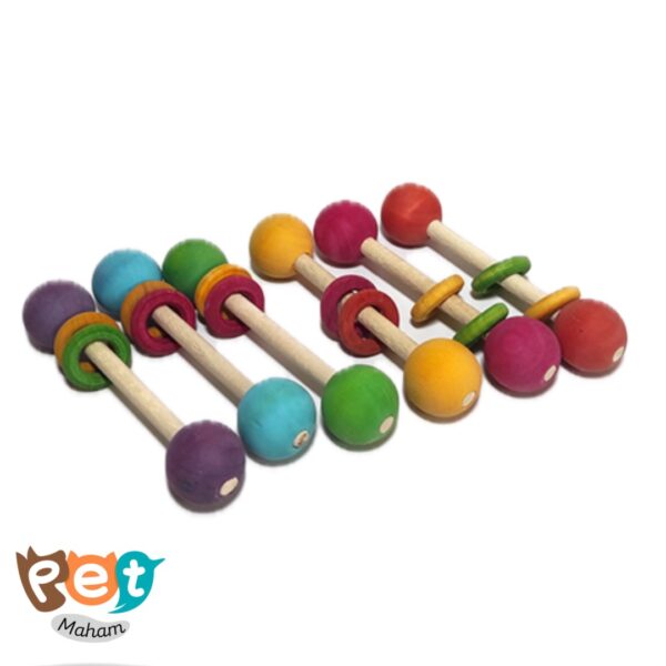 اسباب بازی چوبی پرنده مدل دمبل حلقه دار 1285 - تصویر 3