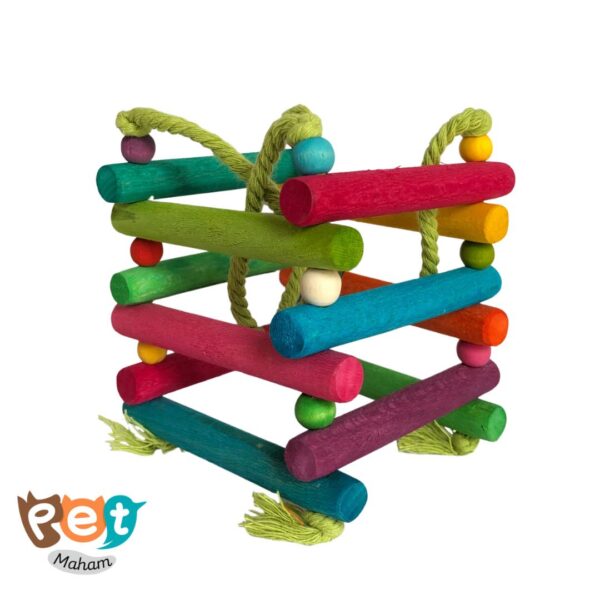 اسباب بازی پرنده مدل مکعب چوبی با رنگ خوراکی  1583 - تصویر 3