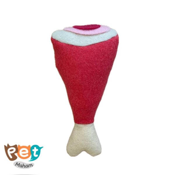 اسباب بازی سگ و گربه مدل ران مرغ سوتک دار نمدی  1649 - تصویر 3