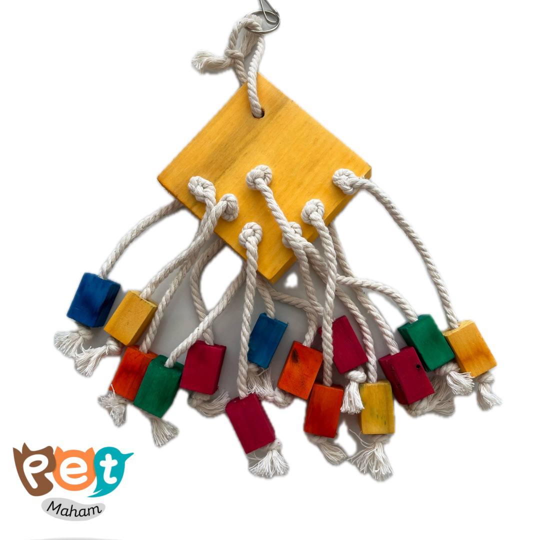 photo_2025-01-26_17-51-26 اسباب بازی جویدنی چوبی و طنابی رنگی پرنده مدل 1894