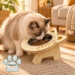 ظرف چوبی شیب دار پایه دار گربه2158