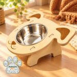 ظرف چوبی پایه دار طرح سگ2157